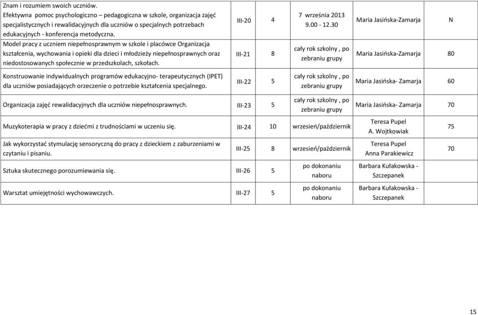 III-20 4 7 września 2013 9.00-12.