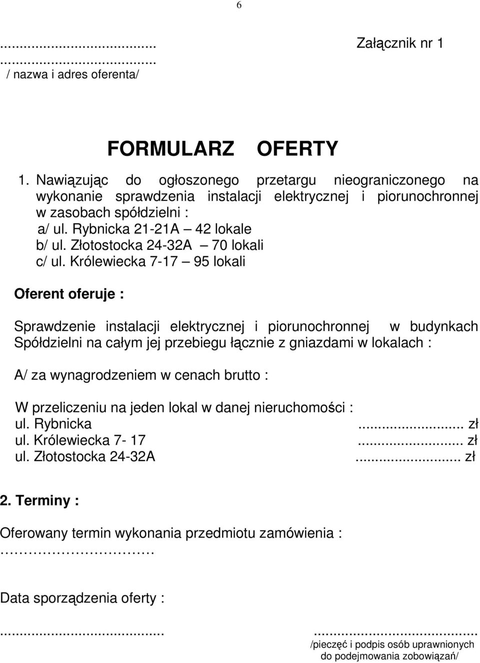 Złotostocka 24-32A 70 lokali c/ ul.