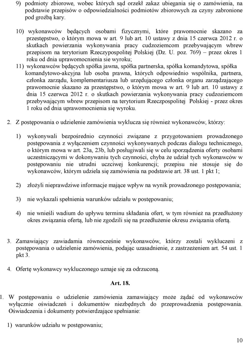 o skutkach powierzania wykonywania pracy cudzoziemcom przebywającym wbrew przepisom na terytorium Rzeczypospolitej Polskiej (Dz. U. poz.