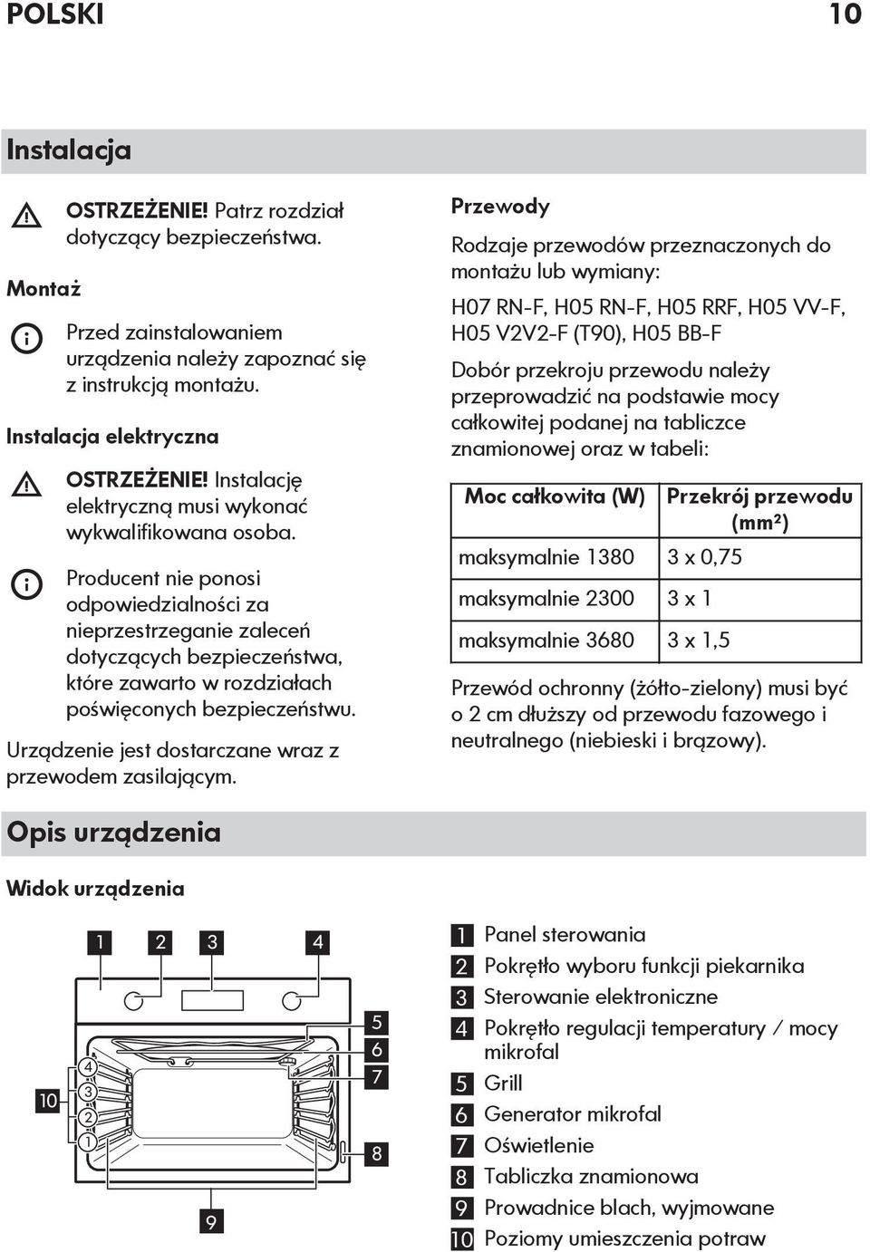 Producent nie ponosi odpowiedzialności za nieprzestrzeganie zaleceń dotyczących bezpieczeństwa, które zawarto w rozdziałach poświęconych bezpieczeństwu.