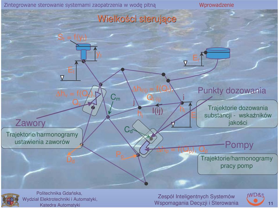 ), j h j Q l (ij) l(ij) i h i E i h p = f(q p ), Q p Pukty dozowaia Trajektorie