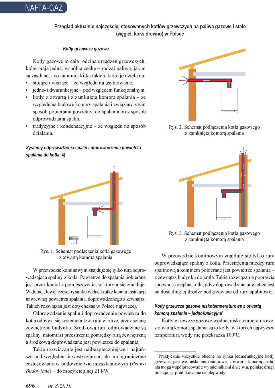 funkcjonalnym, kotły z otwartą i z zamkniętą komorą spalania ze względu na budowę komory spalania i związany z tym sposób pobierania powietrza do spalania oraz sposób odprowadzania spalin, tradycyjne