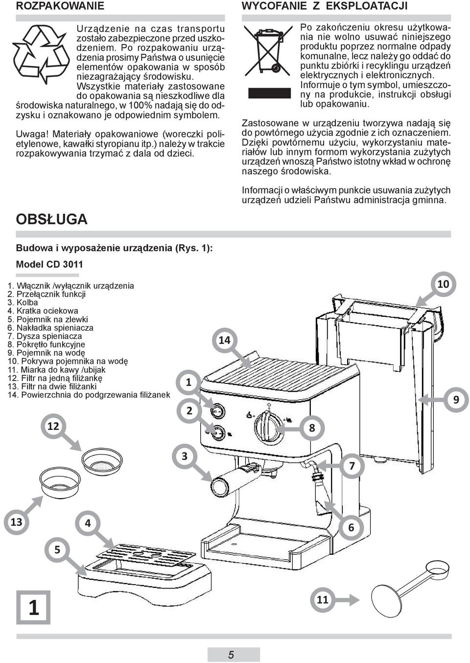 Wszystkie materiały za sto so wa ne do opa ko wa nia są nie szko dli we dla środowiska na tu ral ne go, w 100% nadają się do odzysku i oznakowano je od po wied nim symbolem. Uwaga!