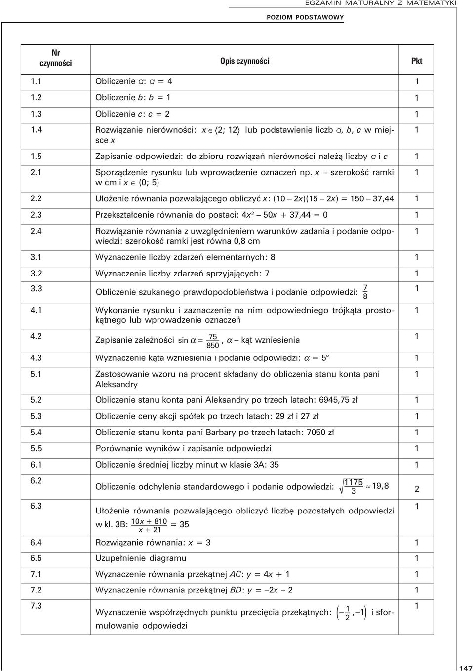 2 Ułożenie równania pozwalającego obliczyć x: (0 2x)(5 2x) = 50 37,44 2.3 Przekształcenie równania do postaci: 4x 2 50x + 37,44 = 0 2.