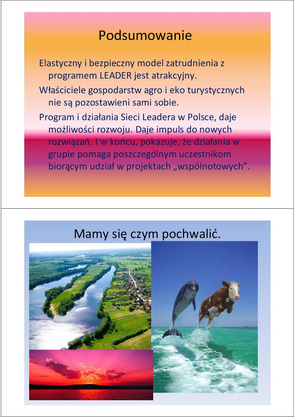 Program i działania Sieci Leadera w Polsce, daje możliwości rozwoju. Daje impuls do nowych rozwiązań.