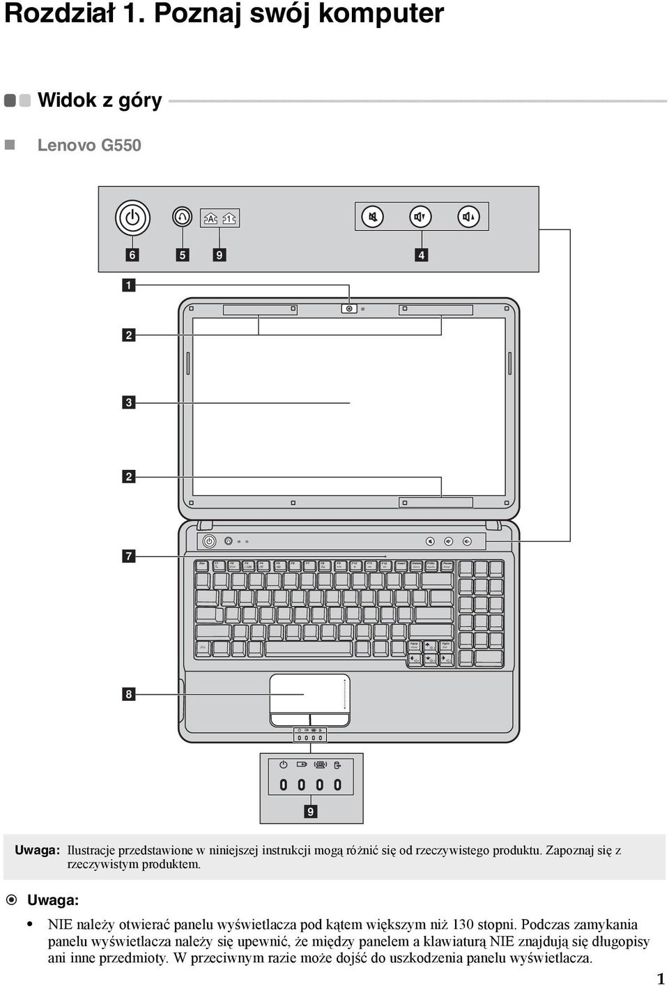 - - - - - - - - - - - - - - - - - - - - - - - - - - - - - - - - - - - - - - - - - Lenovo G550 f e i d a b c b g h i Uwaga: Ilustracje przedstawione w niniejszej instrukcji mogą różnić