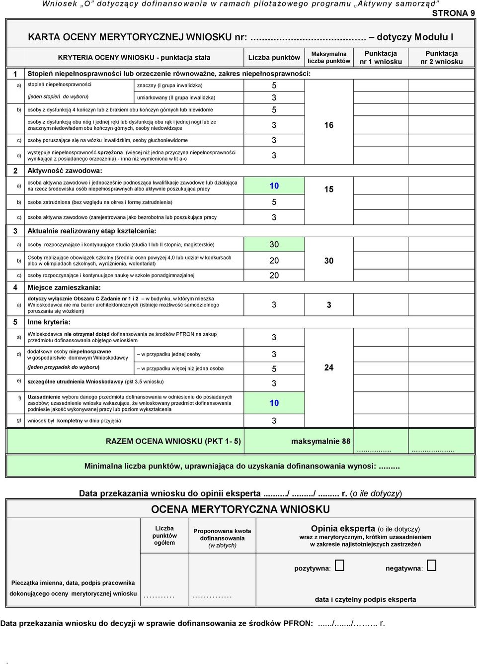 kończyn górnych lub niewidome 5 Maksymalna liczba punktów osoby z dysfunkcją obu nóg i jednej ręki lub dysfunkcją obu rąk i jednej nogi lub ze znacznym niedowładem obu kończyn górnych, osoby