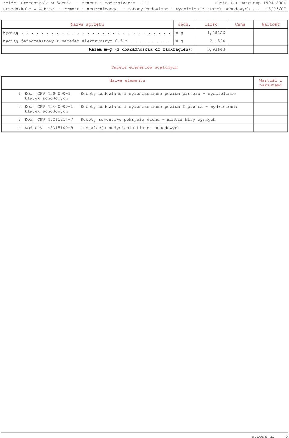 wyko czeniowe poziom parteru - wydzielenie klatek schodowych 2 Kod CPV 45400000-1 Roboty budowlane i wyko czeniowe poziom I pi tra - wydzielenie klatek