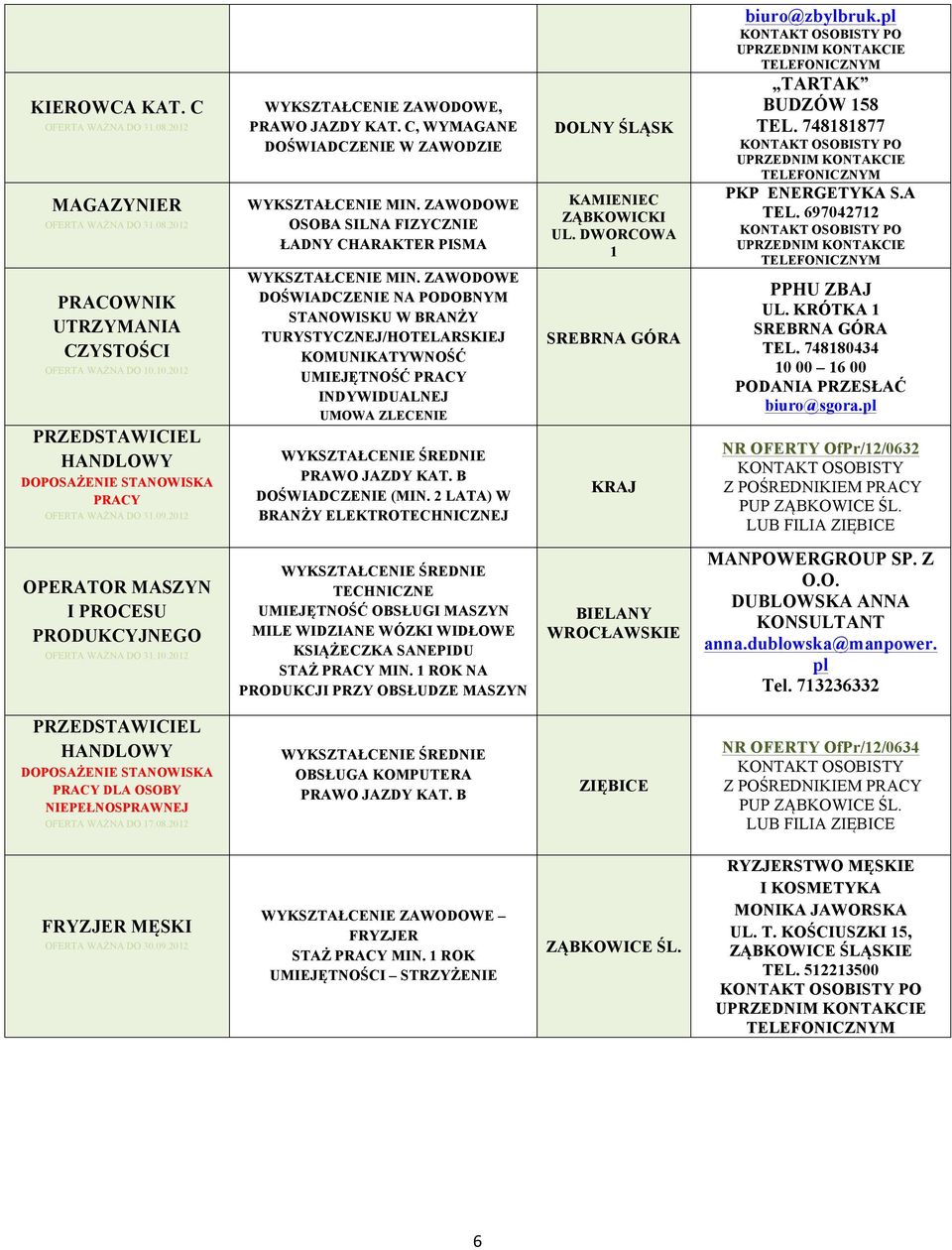 ZAWODOWE DOŚWIADCZENIE NA PODOBNYM STANOWISKU W BRANŻY TURYSTYCZNEJ/HOTELARSKIEJ KOMUNIKATYWNOŚĆ UMIEJĘTNOŚĆ INDYWIDUALNEJ UMOWA ZLECENIE WYKSZTAŁCENIE ŚREDNIE PRAWO JAZDY KAT. B DOŚWIADCZENIE (MIN.