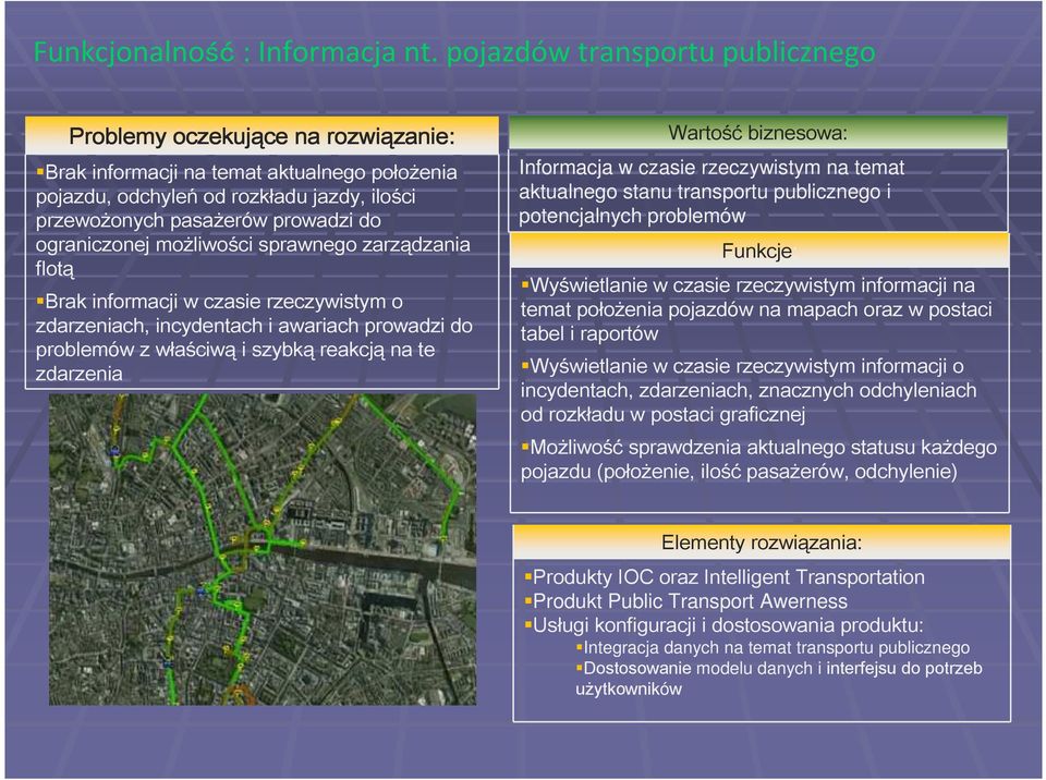 do ograniczonej możliwości sprawnego zarządzania flotą Brak informacji w czasie rzeczywistym o zdarzeniach, incydentach i awariach prowadzi do problemów z właściwą i szybką reakcją na te zdarzenia