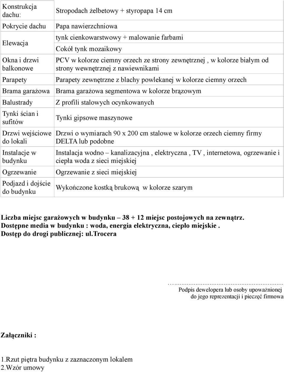 segmentowa w kolorze brązowym Balustrady Tynki ścian i sufitów Drzwi wejściowe do lokali Instalacje w budynku Ogrzewanie Podjazd i dojście do budynku Z profili stalowych ocynkowanych Tynki gipsowe