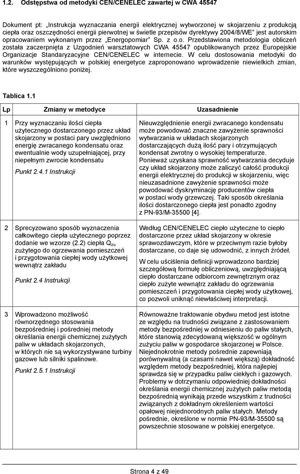 skim opracowaniem wykonanym przez Energopomiar Sp. z o.o. Przedstawiona metodologia oliczeń została zaczerpnięta z Uzgodnień warsztatowych CWA 45547 opulikowanych przez Europejskie Organizacje Standaryzacyjne CEN/CENELEC w internecie.