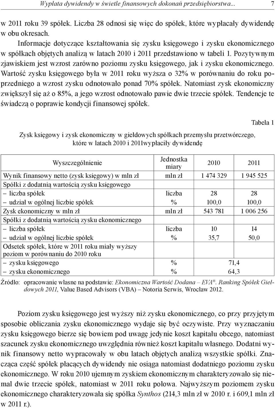 Pozytywnym zjawiskiem jest wzrost zarówno poziomu zysku księgowego, jak i zysku ekonomicznego.