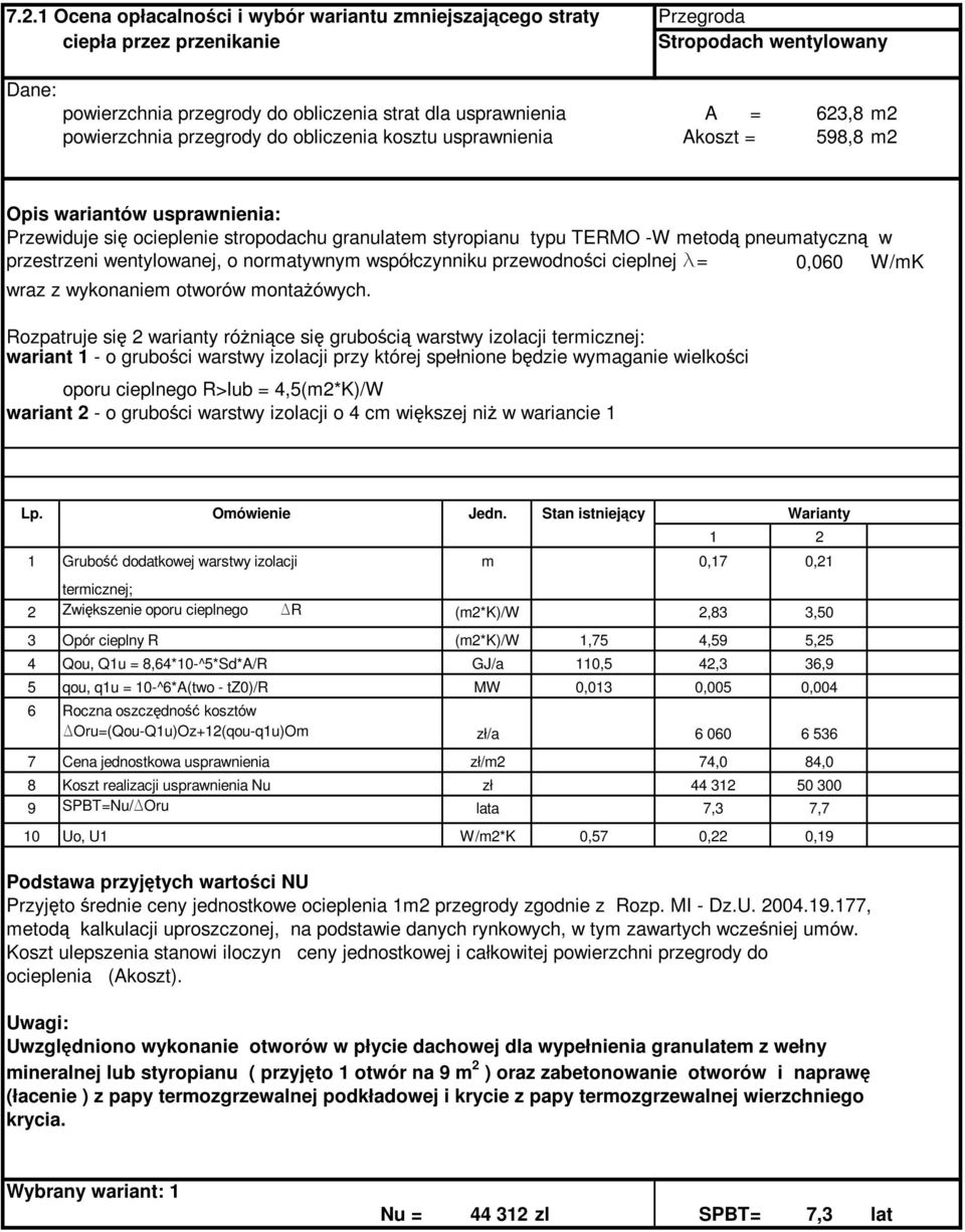 pneumatyczną w przestrzeni wentylowanej, o normatywnym współczynniku przewodności cieplnej l= 0,060 W/mK wraz z wykonaniem otworów montaŝówych.