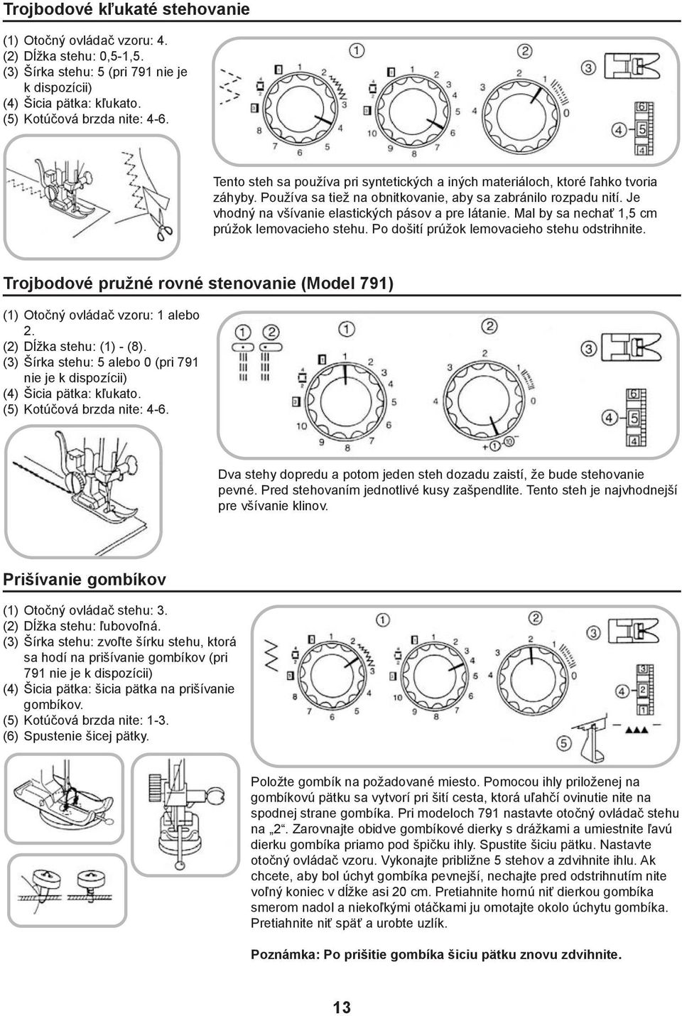 Je vhodný na všívanie elastických pásov a pre látanie. Mal by sa nechať 1,5 cm prúžok lemovacieho stehu. Po došití prúžok lemovacieho stehu odstrihnite.