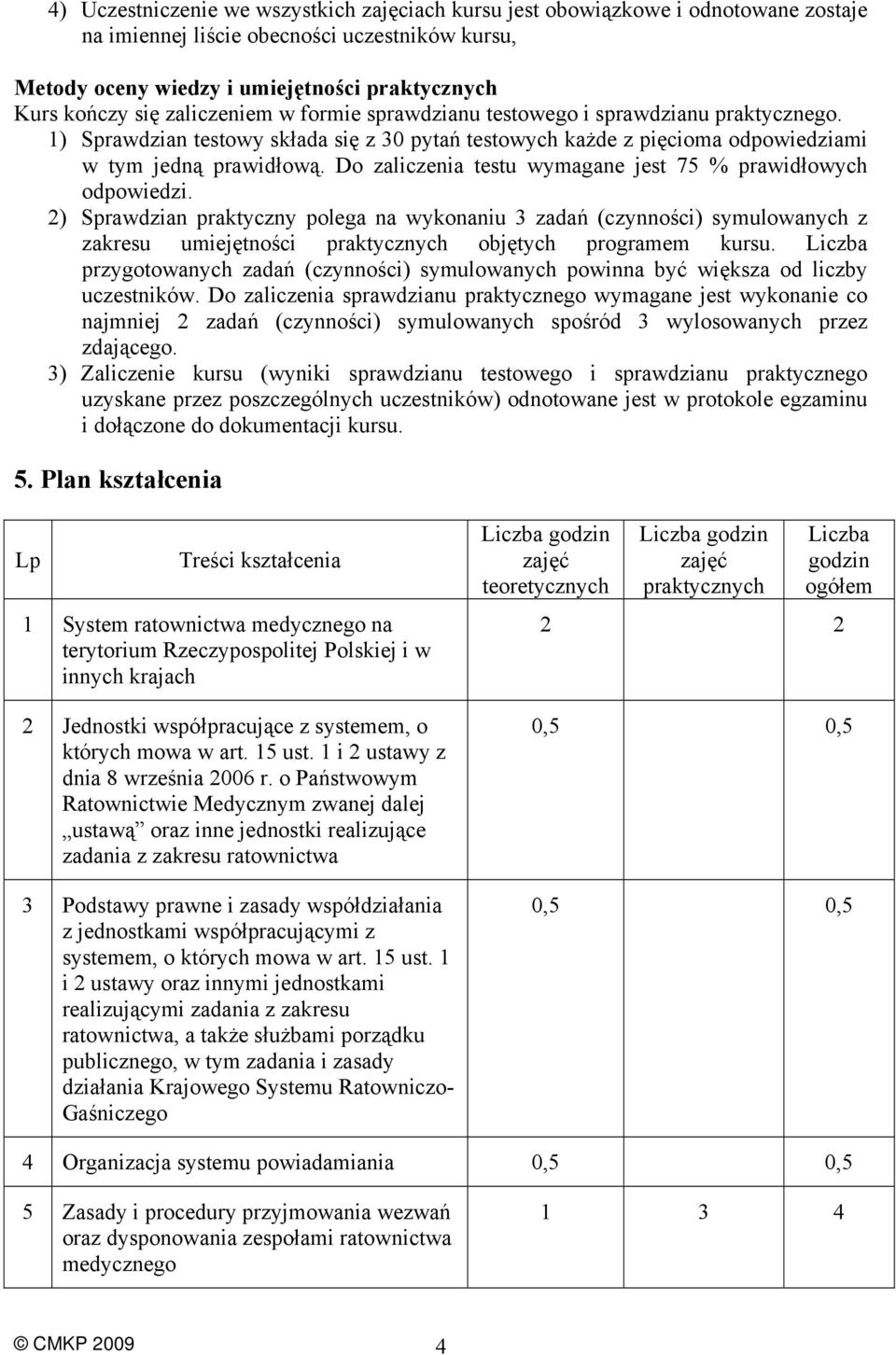 Do zaliczenia testu wymagane jest 75 % prawidłowych odpowiedzi.