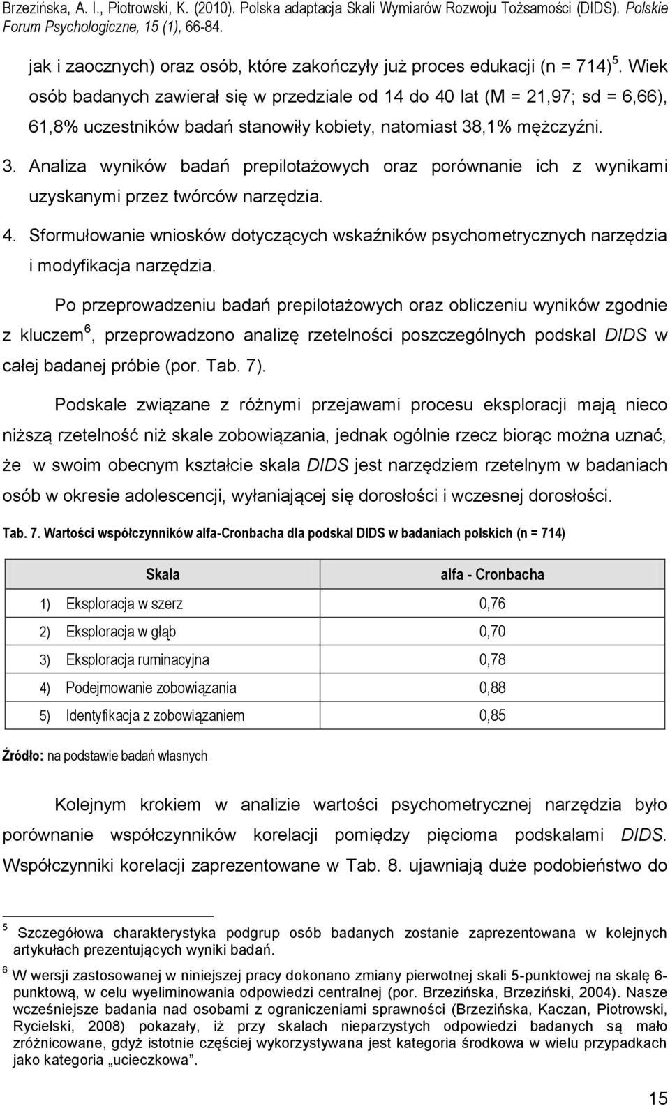 ,1% mężczyźni. 3. Analiza ów badań prepilotażowych oraz porównanie ich z ami uzyskanymi przez twórców narzędzia. 4.