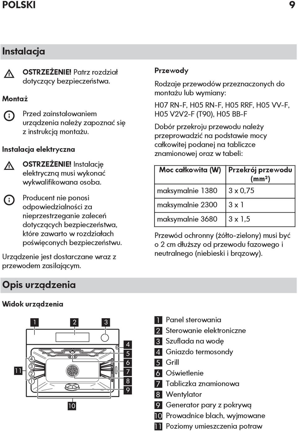 Producent nie ponosi odpowiedzialności za nieprzestrzeganie zaleceń dotyczących bezpieczeństwa, które zawarto w rozdziałach poświęconych bezpieczeństwu.