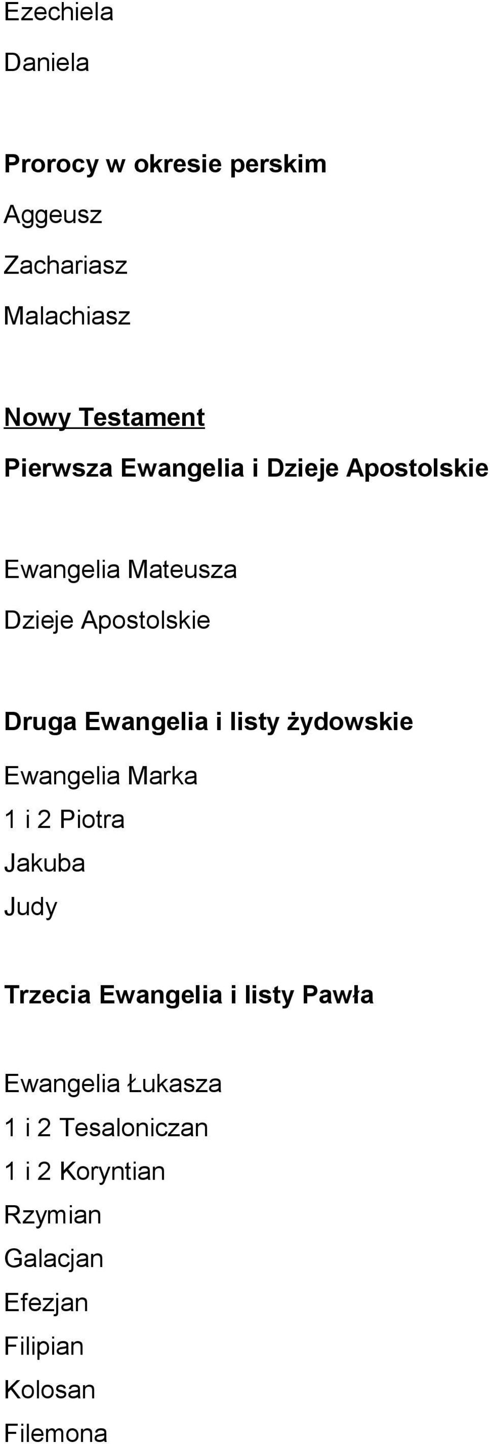 i listy żydowskie Ewangelia Marka 1 i 2 Piotra Jakuba Judy Trzecia Ewangelia i listy Pawła