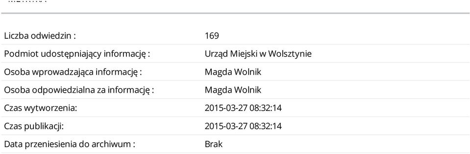 Miejski w ie Magda Wolnik Magda Wolnik Czas wytworzenia: 2015-03-27