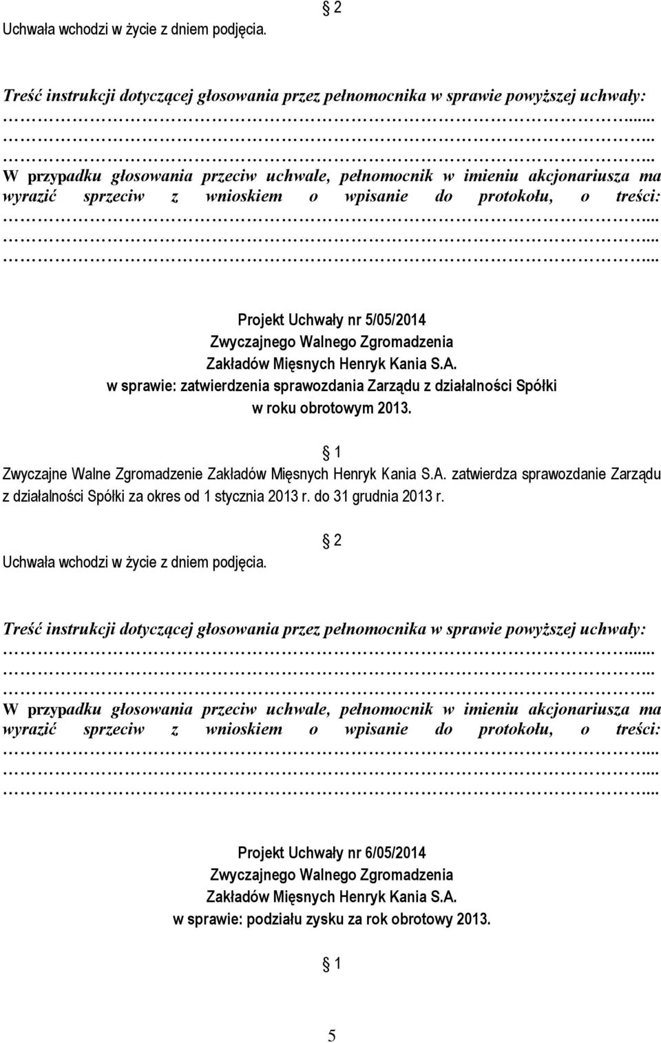 Zwyczajne Walne Zgromadzenie zatwierdza sprawozdanie Zarządu z działalności Spółki