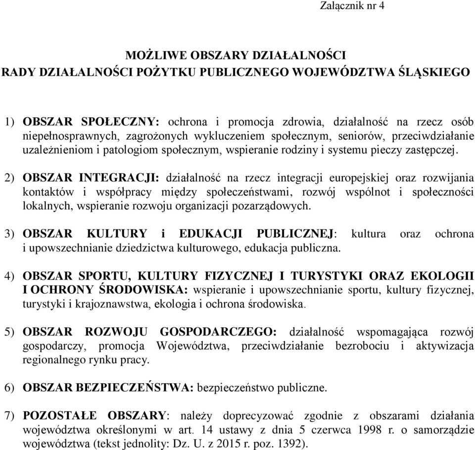 2) OBSZAR INTEGRACJI: działalność na rzecz integracji europejskiej oraz rozwijania kontaktów i współpracy między społeczeństwami, rozwój wspólnot i społeczności lokalnych, wspieranie rozwoju