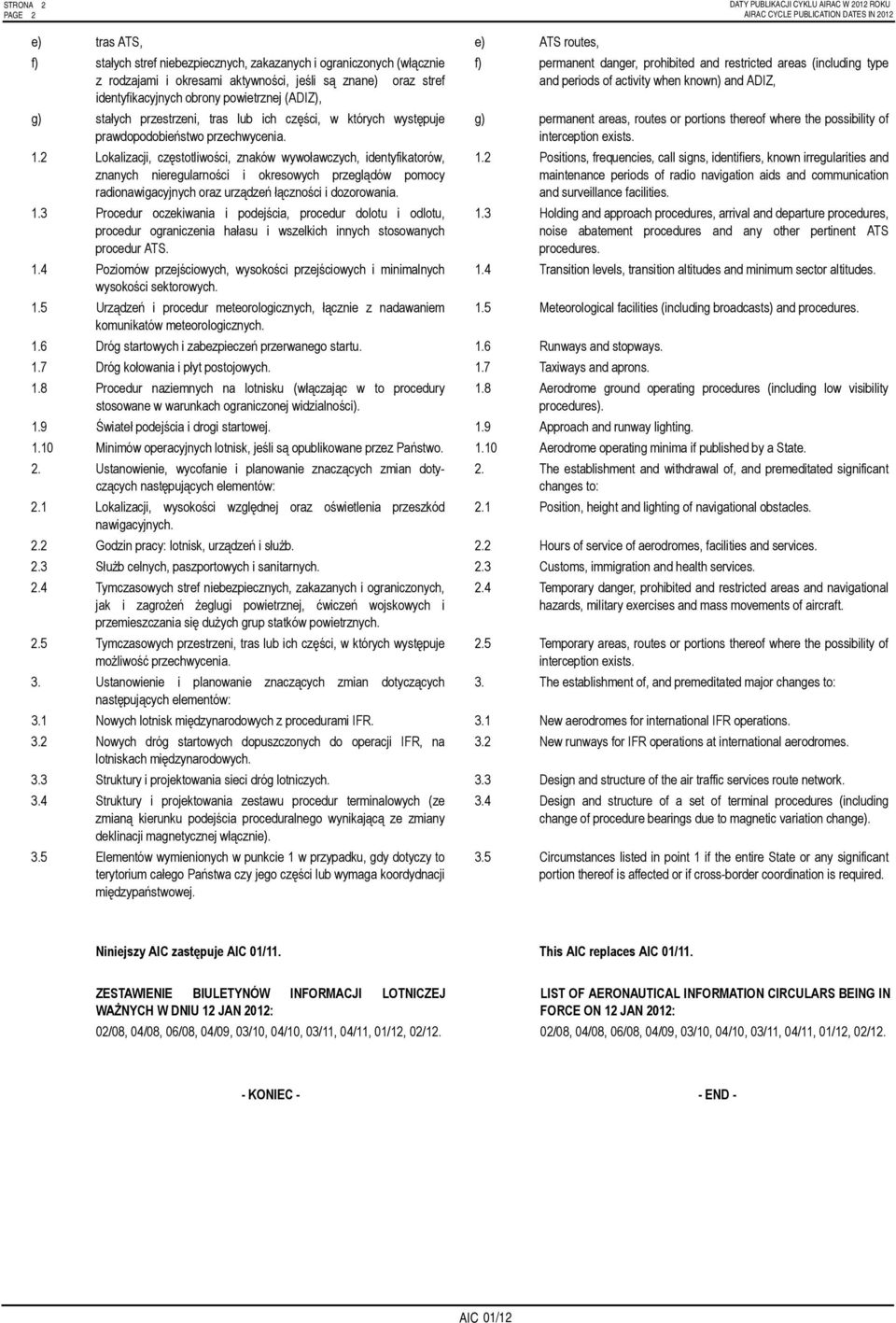 przechwycenia. 1.2 Lokalizacji, częstotliwości, znaków wywoławczych, identyfikatorów, znanych nieregularności i okresowych przeglądów pomocy radionawigacyjnych oraz urządzeń łączności i dozorowania.