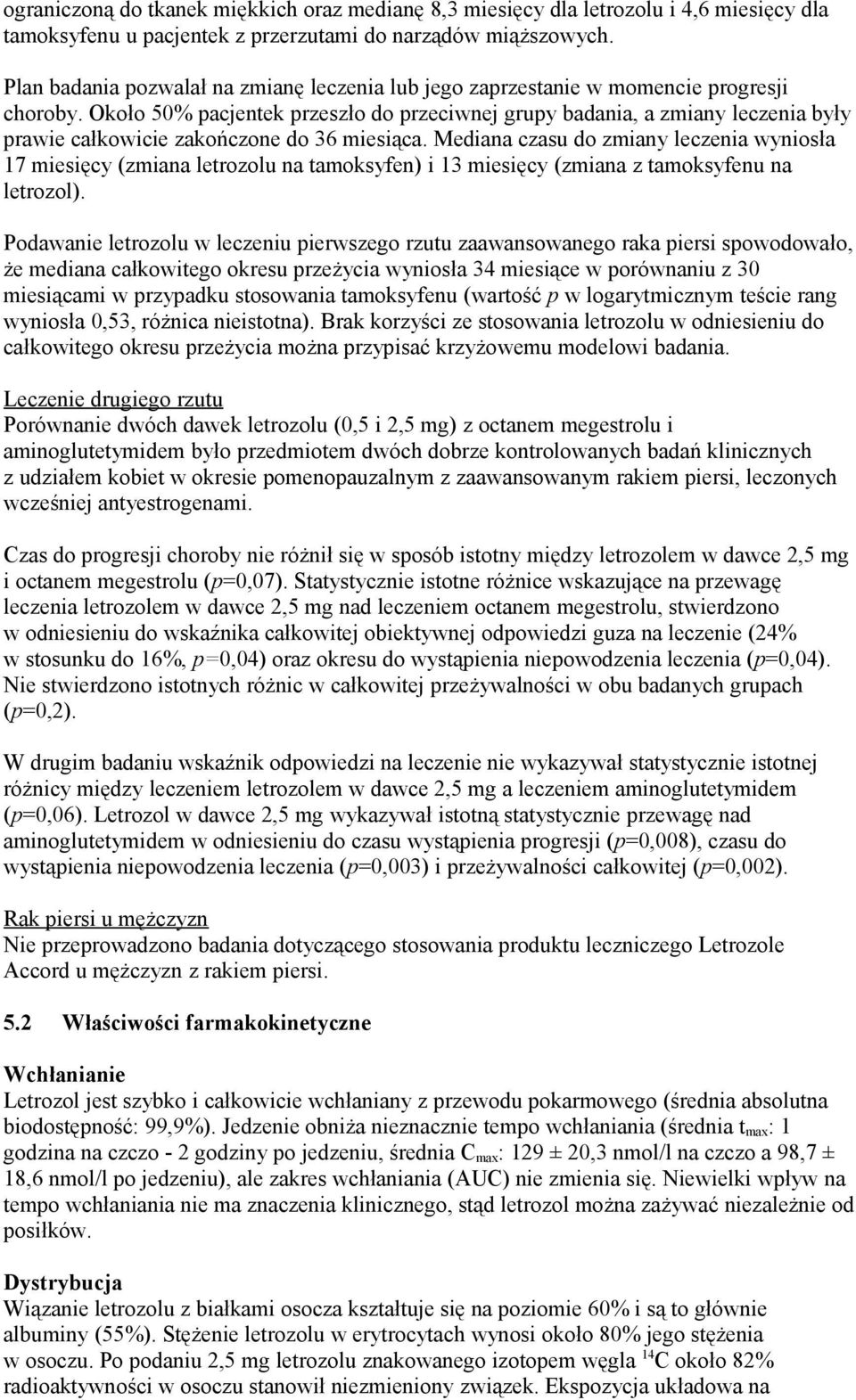 Około 50% pacjentek przeszło do przeciwnej grupy badania, a zmiany leczenia były prawie całkowicie zakończone do 36 miesiąca.