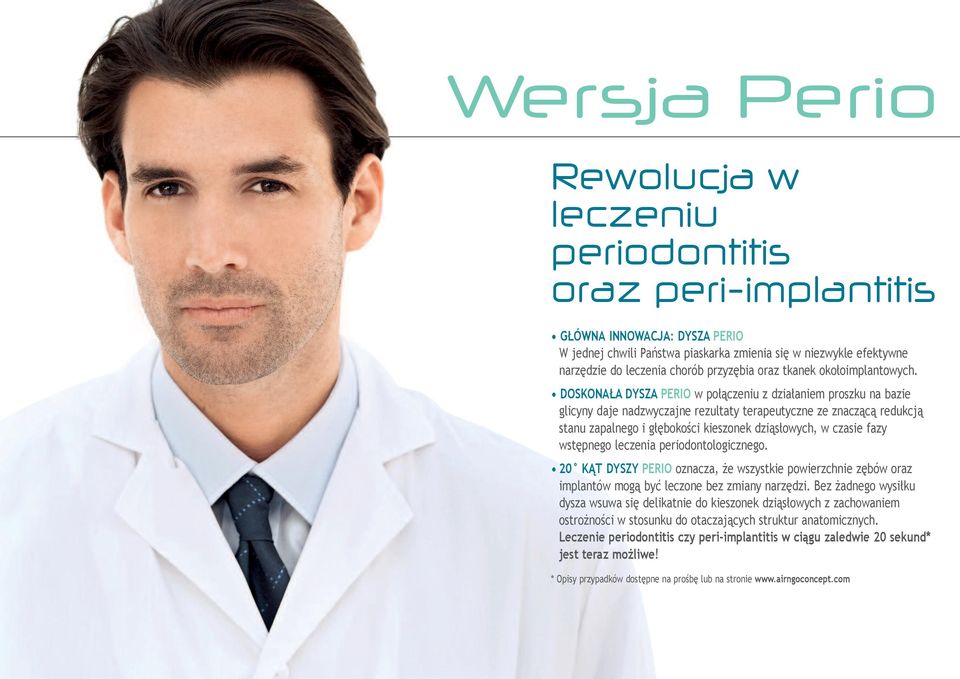 DOSKONAŁA DYSZA PERIO w połączeniu z działaniem proszku na bazie glicyny daje nadzwyczajne rezultaty terapeutyczne ze znaczącą redukcją stanu zapalnego i głębokości kieszonek dziąsłowych, w czasie