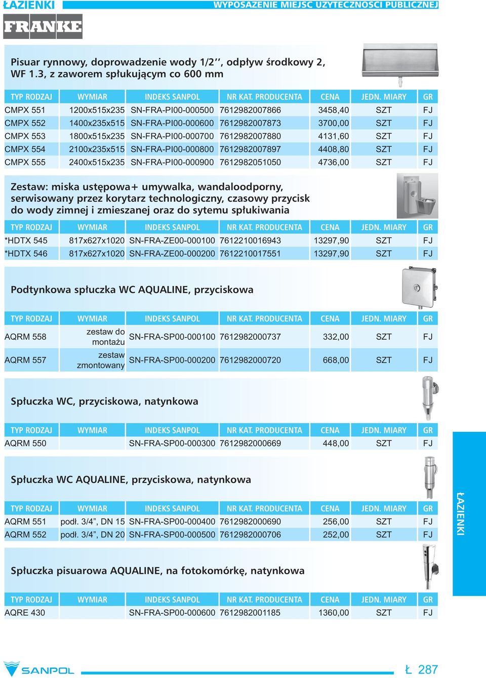 SN-FRA-PI00-000700 7612982007880 4131,60 SZT FJ CMPX 554 2100x235x515 SN-FRA-PI00-000800 7612982007897 4408,80 SZT FJ CMPX 555 2400x515x235 SN-FRA-PI00-000900 7612982051050 4736,00 SZT FJ Zestaw: