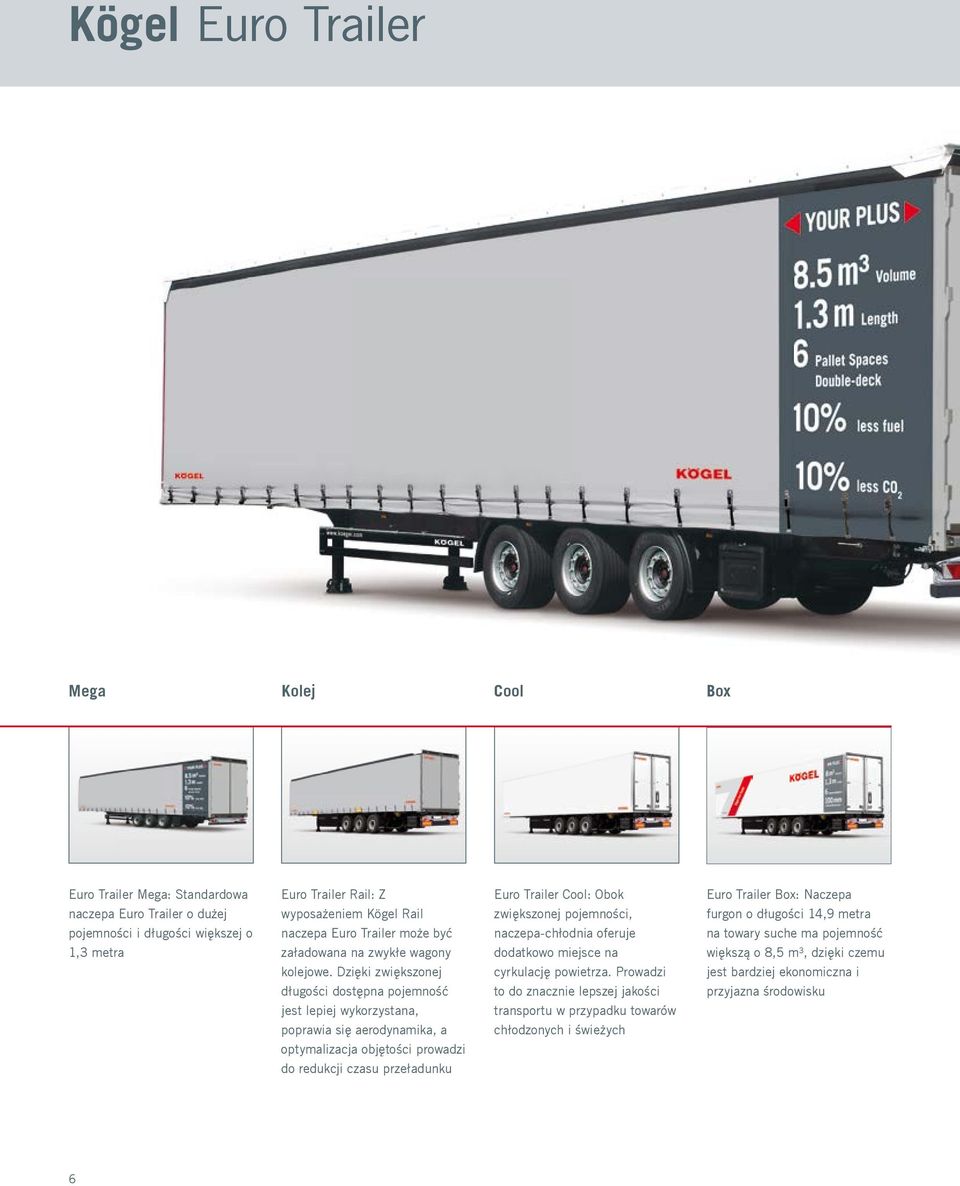 Dzięki zwiększonej długości dostępna pojemność jest lepiej wykorzystana, poprawia się aerodynamika, a optymalizacja objętości prowadzi do redukcji czasu przeładunku Euro Trailer Cool: Obok