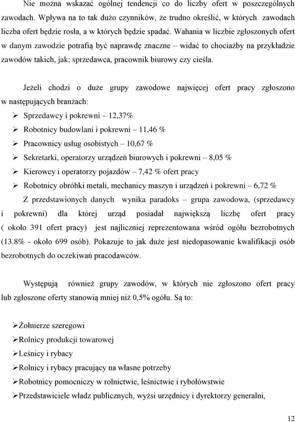 Wahania w liczbie zgłoszonych ofert w danym zawodzie potrafią być naprawdę znaczne widać to chociażby na przykładzie zawodów takich, jak: sprzedawca, pracownik biurowy czy cieśla.