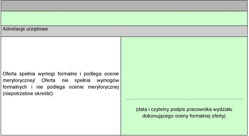 nie podlega ocenie merytorycznej (niepotrzebne skreślić).