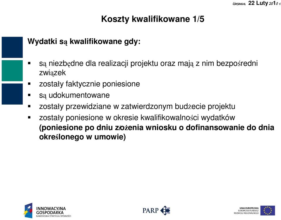 przewidziane w zatwierdzonym budŝecie projektu zostały poniesione w okresie