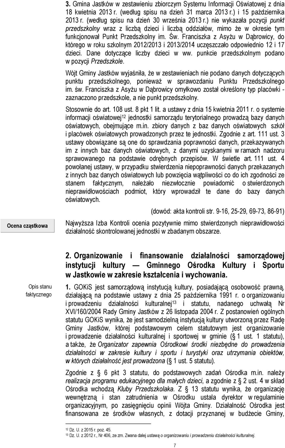 Franciszka z Asyżu w Dąbrowicy, do którego w roku szkolnym 2012/2013 i 2013/2014 uczęszczało odpowiednio 12 i 17 dzieci. Dane dotyczące liczby dzieci w ww.