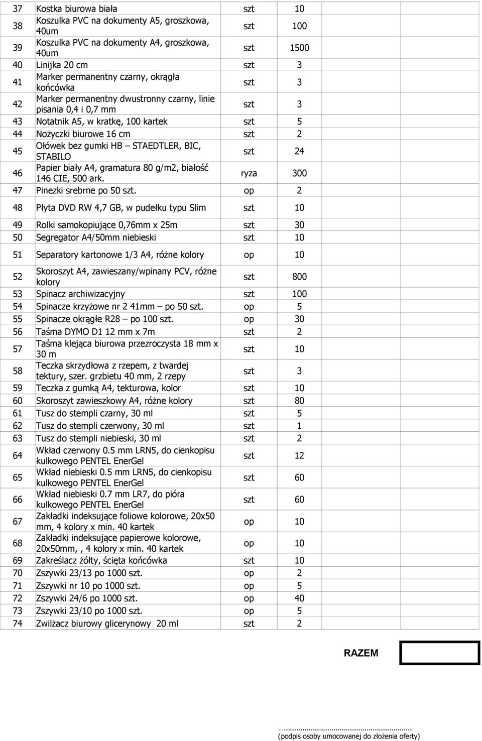 BIC, STABILO 46 Papier biały A4, gramatura 80 g/m2, białość 146 CIE, 500 ark. ryza 300 47 Pinezki srebrne po 50 szt.