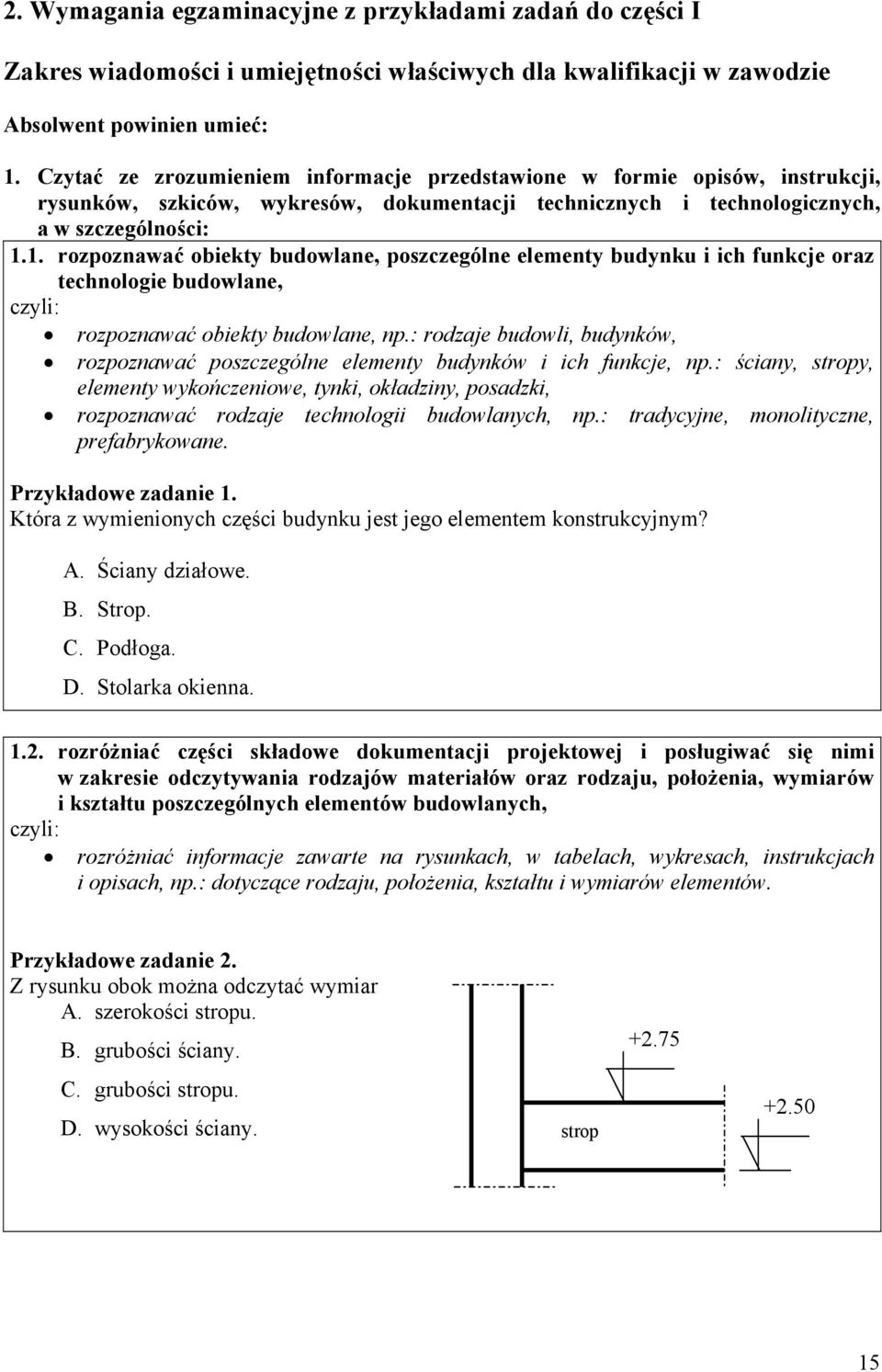 1. rozpoznawać obiekty budowlane, poszczególne elementy budynku i ich funkcje oraz technologie budowlane, rozpoznawać obiekty budowlane, np.