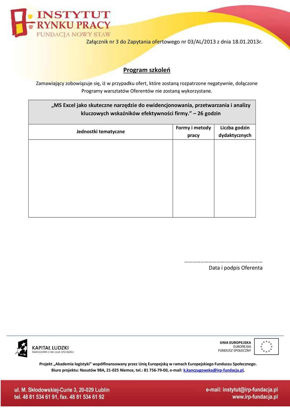 Programy warsztatów Oferentów nie zostaną wykorzystane.