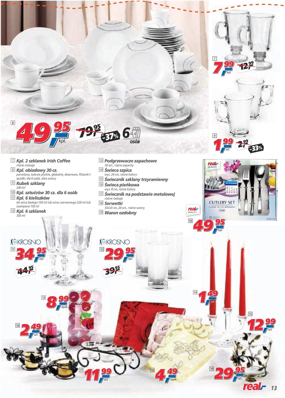 6 kieliszków do wina białego 50 ml lub wina czerwonego 220 ml lub szampana 50 ml 2 Kpl.