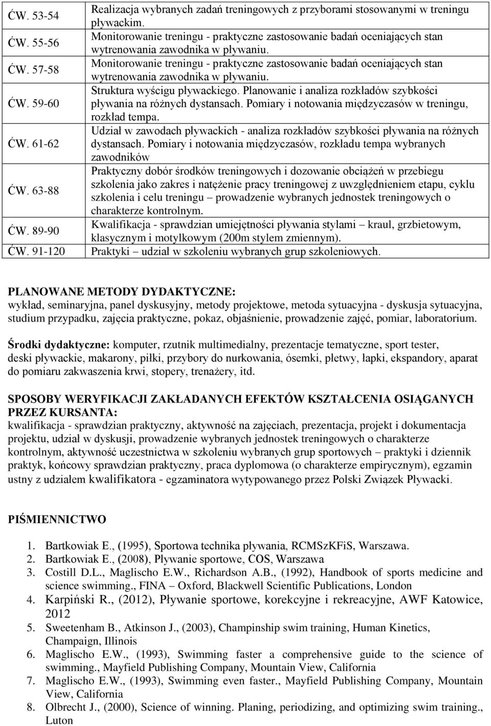 Struktura wyścigu pływackiego. Planowanie i analiza rozkładów szybkości pływania na różnych dystansach. Pomiary i notowania międzyczasów w treningu, rozkład tempa.