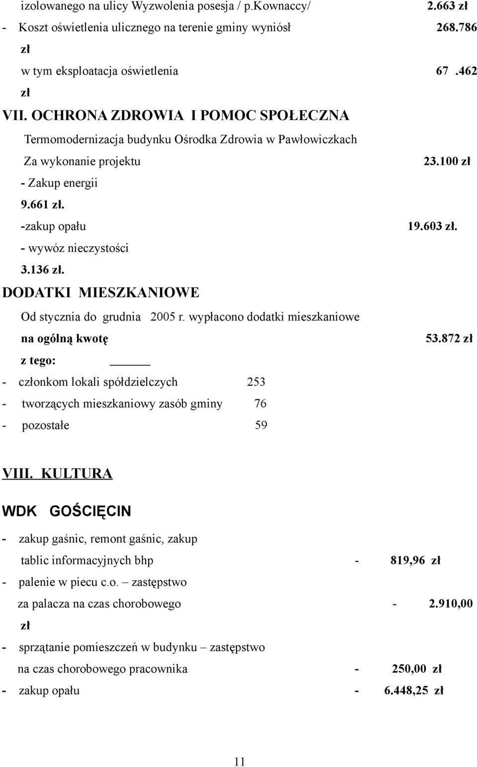 DODATKI MIESZKANIOWE Od stycznia do grudnia 2005 r. wypłacono dodatki mieszkaniowe na ogólną kwotę 53.