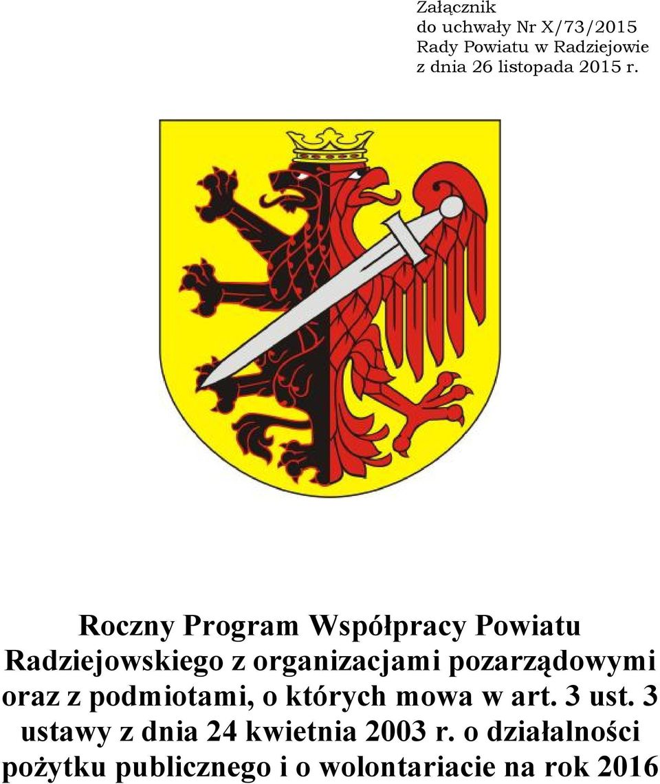 Roczny Program Współpracy Powiatu Radziejowskiego z organizacjami pozarządowymi