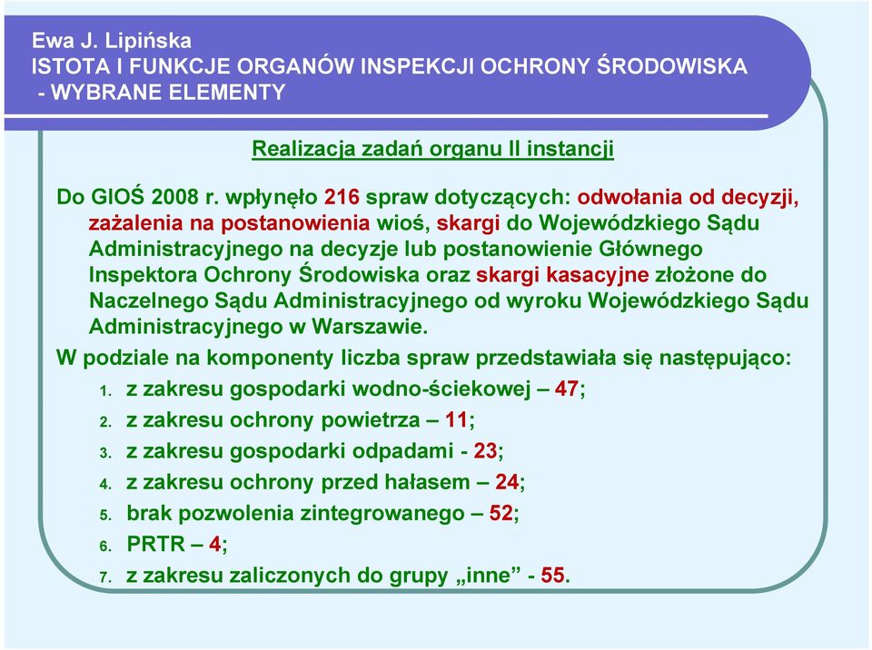 Środowiska oraz skargi kasacyjne złożone do Naczelnego Sądu Administracyjnego od wyroku Wojewódzkiego Sądu Administracyjnego w Warszawie.