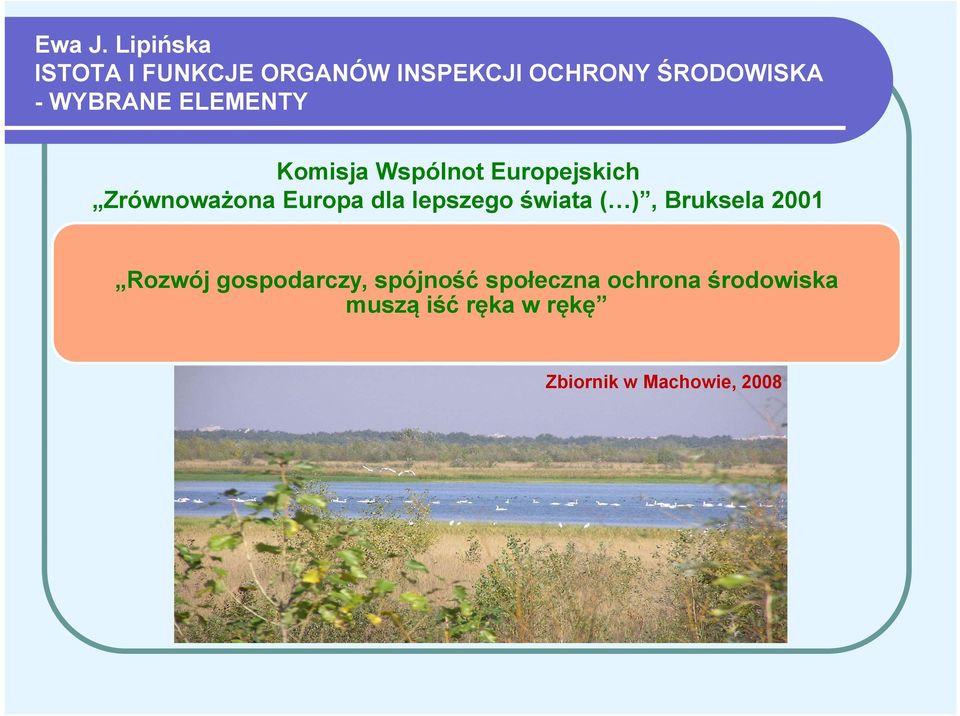 WYBRANE ELEMENTY Komisja Wspólnot Europejskich Zrównoważona Europa dla