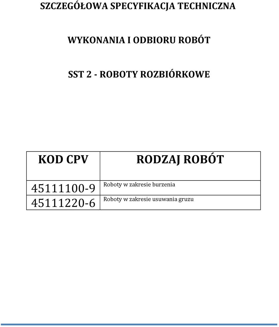 CPV 45111100-9 45111220-6 RODZAJ ROBÓT Roboty w