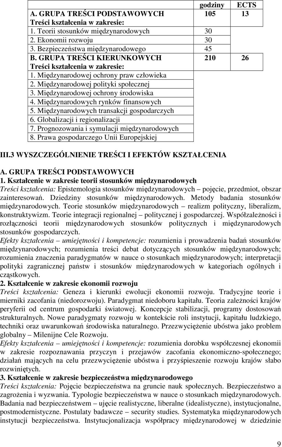 Międzynarodowych rynków finansowych 5. Międzynarodowych transakcji gospodarczych 6. Globalizacji i regionalizacji 7. Prognozowania i symulacji międzynarodowych 8.