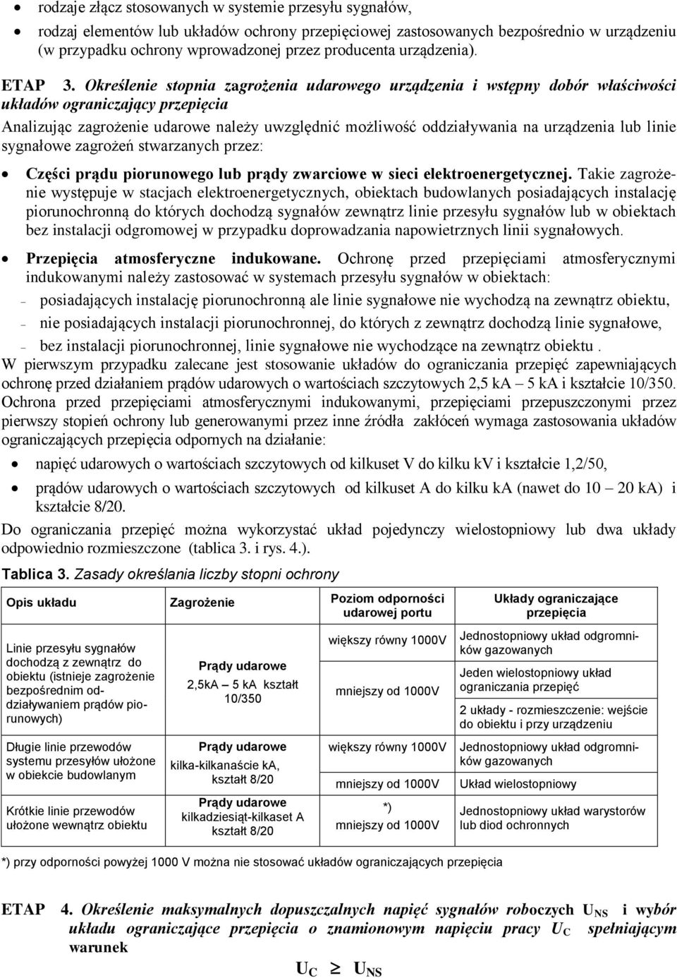 Określenie stopnia zagrożenia udarowego urządzenia i wstępny dobór właściwości układów ograniczający przepięcia Analizując zagrożenie udarowe należy uwzględnić możliwość oddziaływania na urządzenia