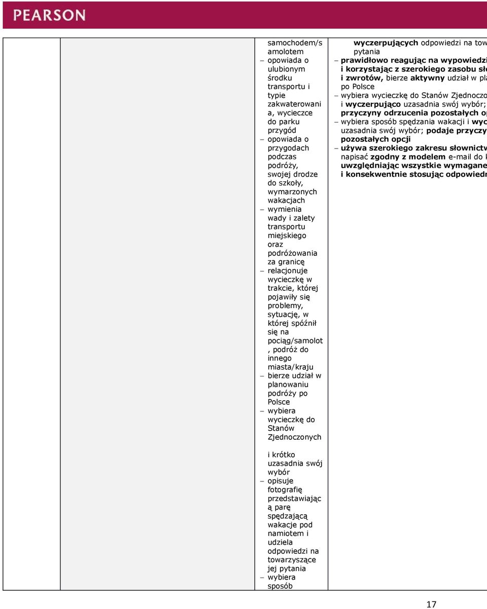 innego miasta/kraju planowaniu podróży po Polsce wybiera wycieczkę do Stanów Zjednoczonych wyczerpujących odpowiedzi na tow pytania prawidłowo reagując na wypowiedzi i korzystając z szerokiego zasobu
