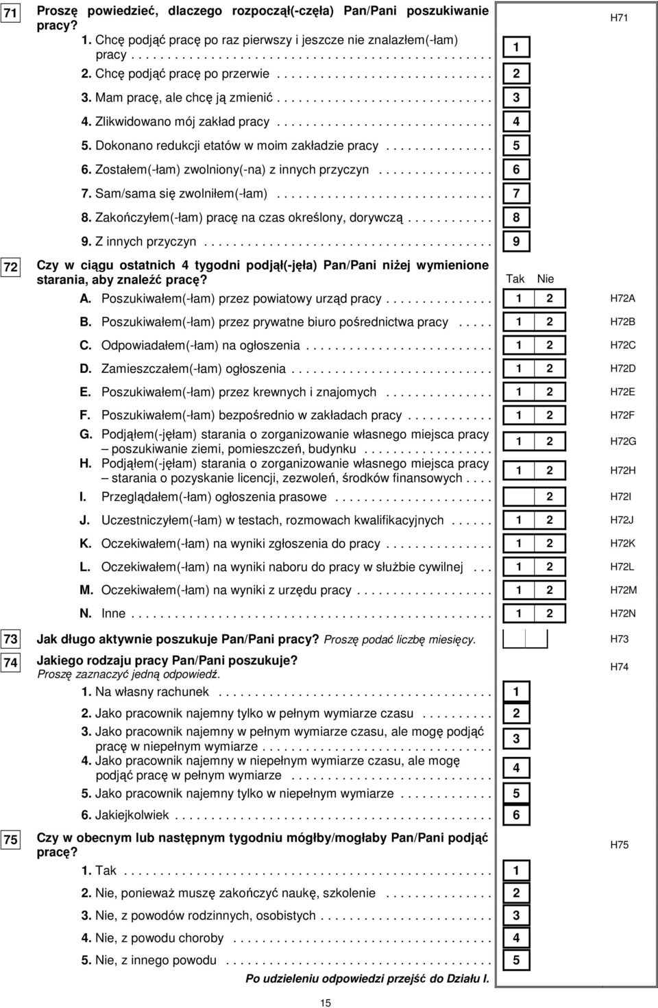 Dokonano redukcji etatów w moim zakładzie pracy............... 5 6. Zostałem(-łam) zwolniony(-na) z innych przyczyn................ 6 7. Sam/sama się zwolniłem(-łam).............................. 7 8.