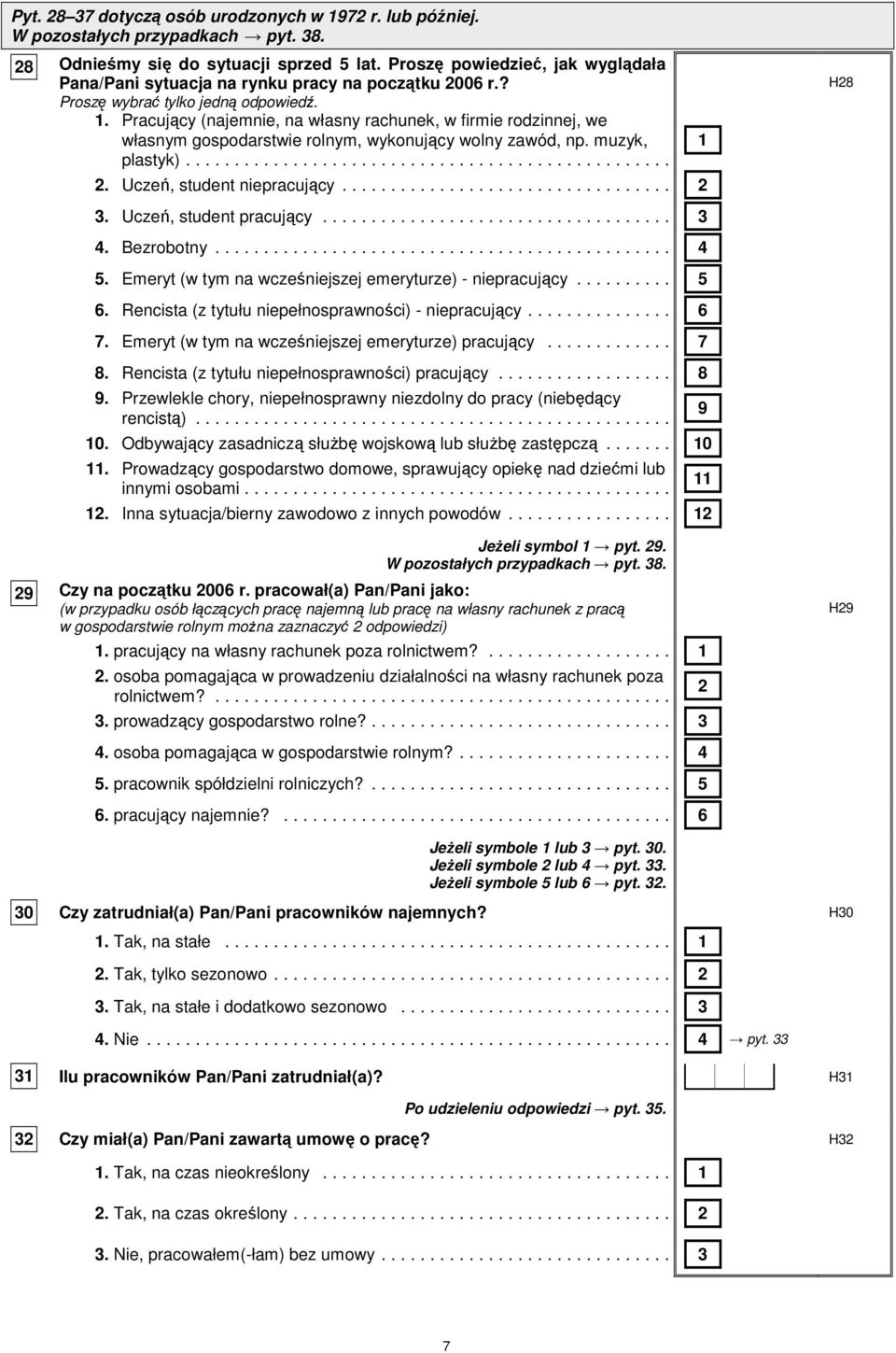 Pracujący (najemnie, na własny rachunek, w firmie rodzinnej, we własnym gospodarstwie rolnym, wykonujący wolny zawód, np. muzyk, plastyk)................................................... Uczeń, student niepracujący.